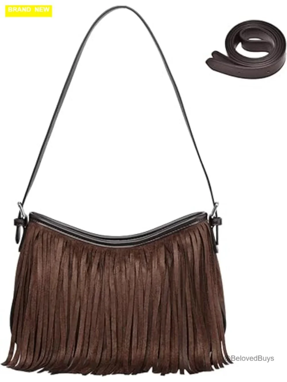 Fringe Suede Hobo Shoulder Bag Crossbody Purse with Tassel